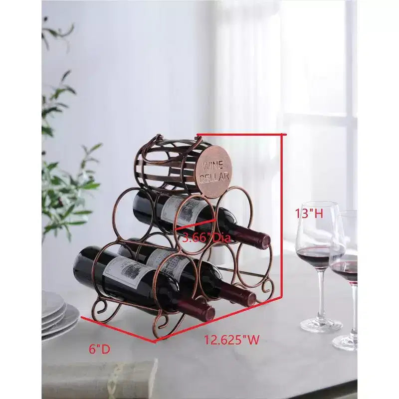 Portabottiglie da appoggio per vino da cucina e bar, rame spazzolato, nessun assemblaggio