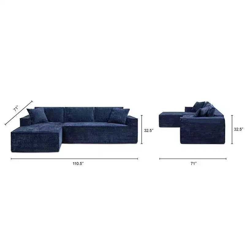 Brenley 110.5" LAF Sectional Sofa, Ash Gray Chenille