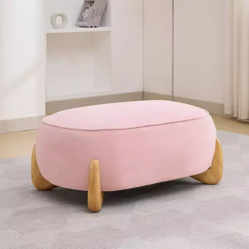 Pouf oversize in velluto da 98 cm con gambe in legno massello, Poggiapiedi grande per camera da letto e soggiorno