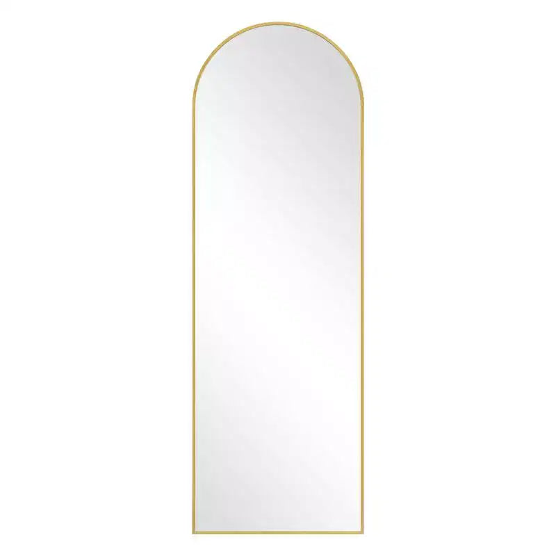 Specchio da terra a figura intera ad arco con cornice in metallo, 96,52 cm L x 180,34 cm H, dorato