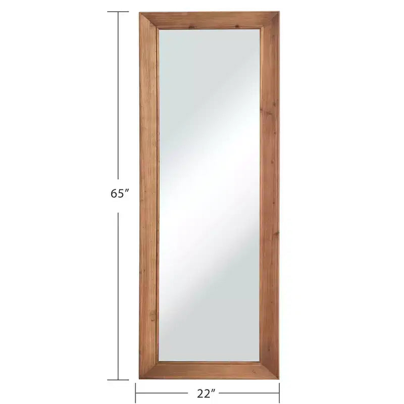 21"W x 64"H Modern Solid Wood Rectangle Framed Full Length Decorative Mirror, Brown