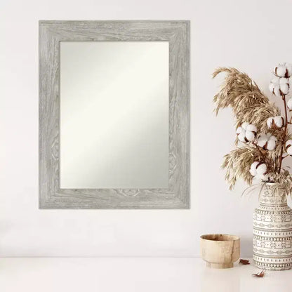 24"x30" Non-Beveled Dove Gray Wash Rectangular Vanity Wall Mirror with Mount Hardware