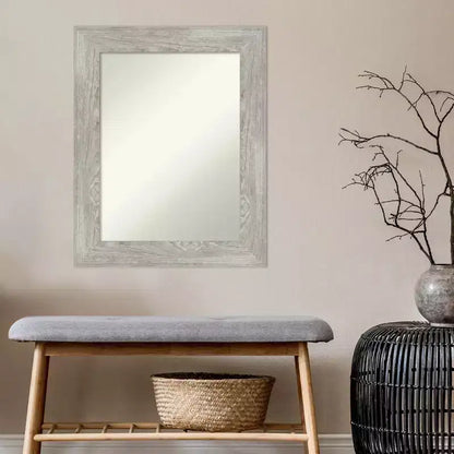 24"x30" Non-Beveled Dove Gray Wash Rectangular Vanity Wall Mirror with Mount Hardware