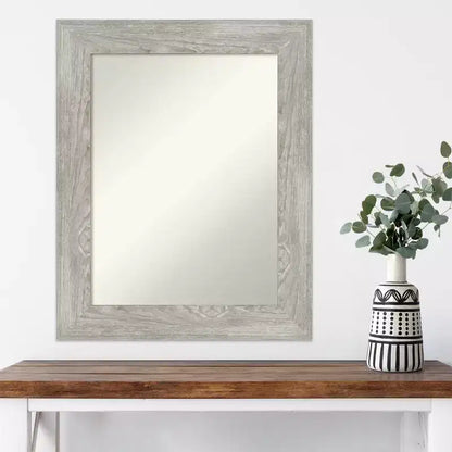 24"x30" Non-Beveled Dove Gray Wash Rectangular Vanity Wall Mirror with Mount Hardware