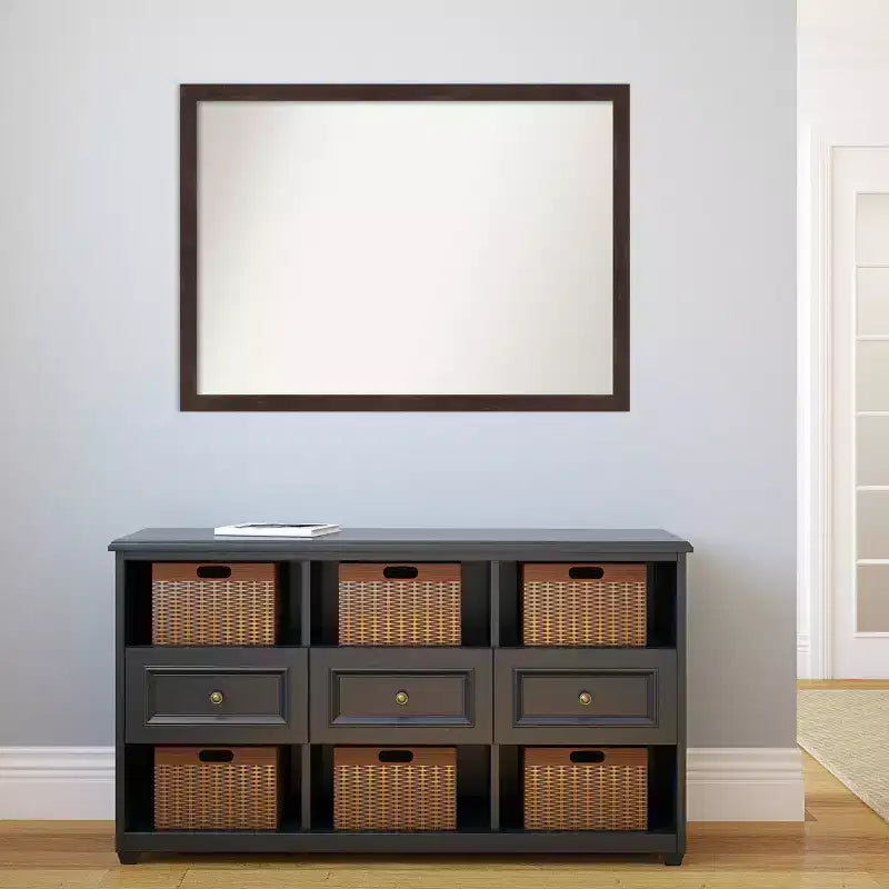 Specchio da parete in legno di noce scuro Fresco, non smussato, 41"x30"