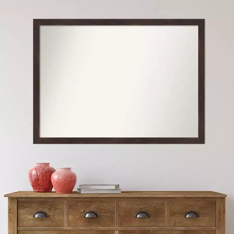 Specchio da parete in legno di noce scuro Fresco, non smussato, 41"x30"