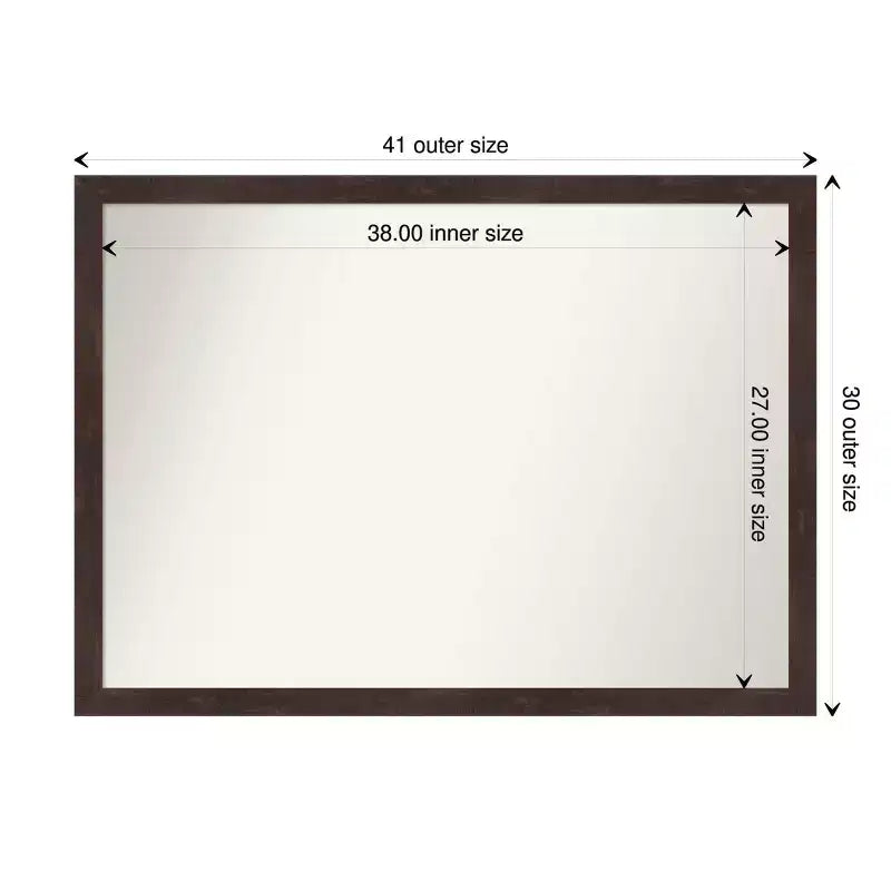 Specchio da parete in legno di noce scuro Fresco, non smussato, 41"x30"