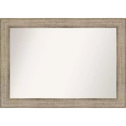 42" x 30" Non-Beveled Trellis Silver Wood Bathroom Wall Mirror - Amanti Art: Modern Rectangular Design, Includes Mount Hardware