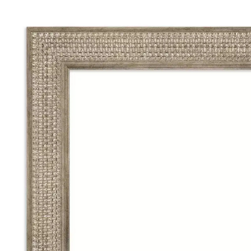 Specchio da parete per bagno in legno argento Trellis non smussato, 42"x30", rettangolare moderno