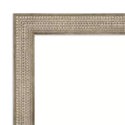 Specchio da parete per bagno in legno argento Trellis non smussato, 42"x30", rettangolare moderno