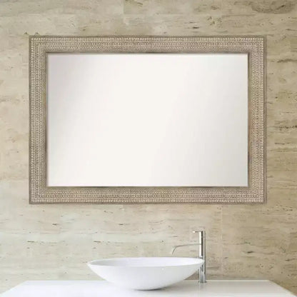 Specchio da parete per bagno in legno argento Trellis non smussato, 42"x30", rettangolare moderno