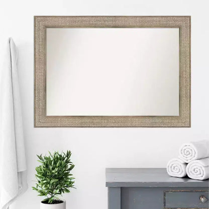 Specchio da parete per bagno in legno argento Trellis non smussato, 42"x30", rettangolare moderno