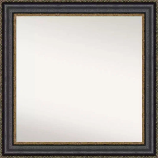 32" x 32" Non-Beveled Thomas Black Bronze Bathroom Wall Mirror - Amanti Art: Modern Square Polystyrene Frame, Includes Mount Hardware