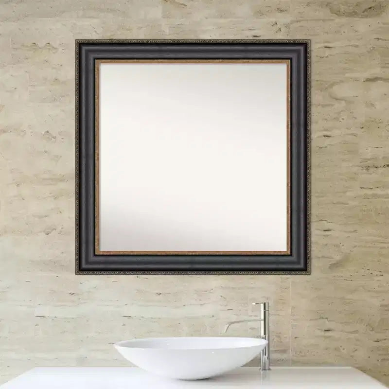 Specchio da bagno quadrato Thomas Bronze Nero non smussato 32"x32" con hardware di montaggio