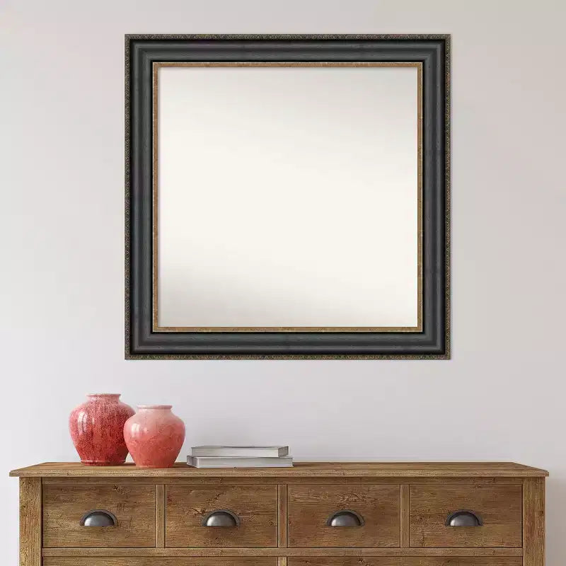 Specchio da bagno quadrato Thomas Bronze Nero non smussato 32"x32" con hardware di montaggio