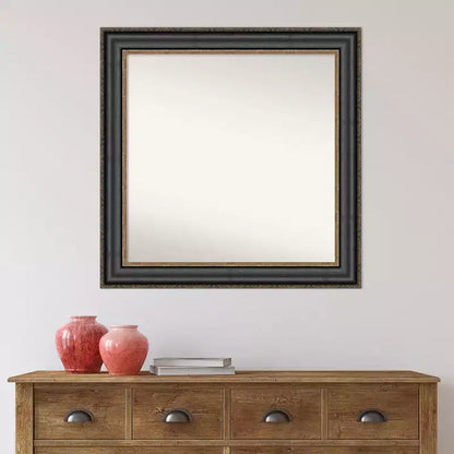 Specchio da bagno quadrato Thomas Bronze Nero non smussato 32"x32" con hardware di montaggio