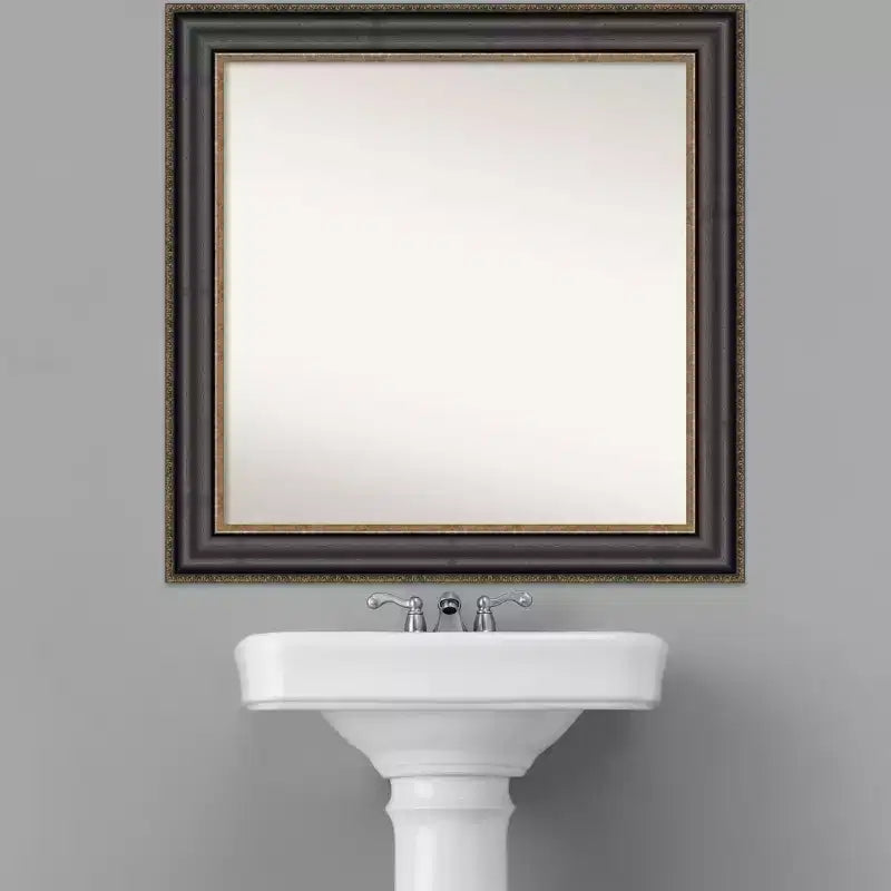 Specchio da bagno quadrato Thomas Bronze Nero non smussato 32"x32" con hardware di montaggio