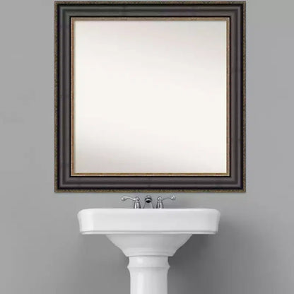 Specchio da bagno quadrato Thomas Bronze Nero non smussato 32"x32" con hardware di montaggio