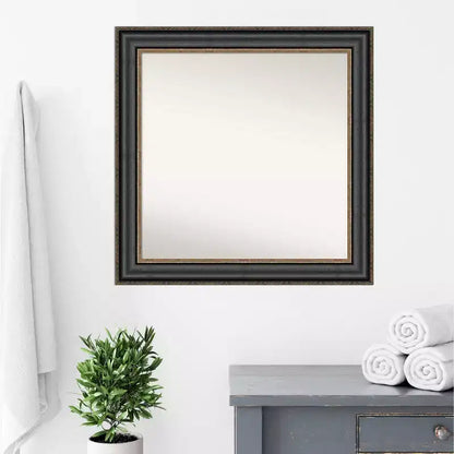 Specchio da bagno quadrato Thomas Bronze Nero non smussato 32"x32" con hardware di montaggio