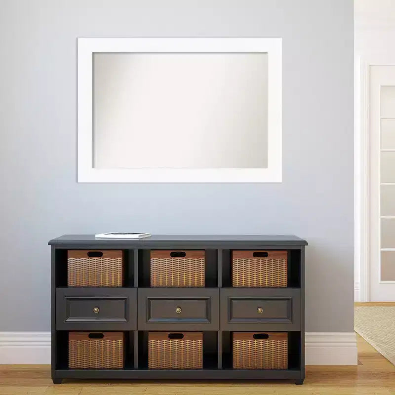 Specchio da parete per bagno da 42"x30" non smussato, bianco, moderno, con hardware di montaggio