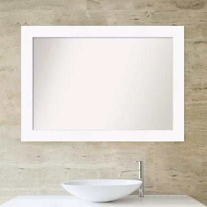 Specchio da parete per bagno da 42"x30" non smussato, bianco, moderno, con hardware di montaggio