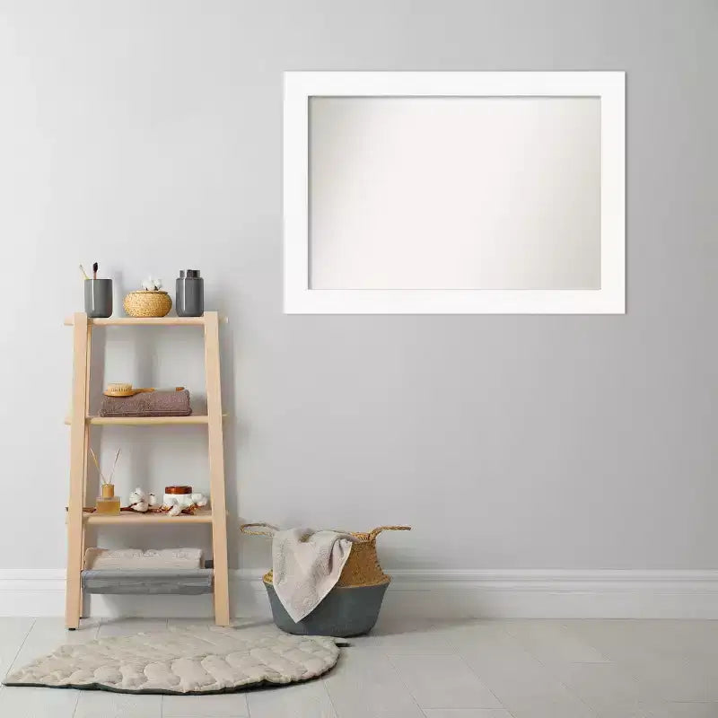 Specchio da parete per bagno da 42"x30" non smussato, bianco, moderno, con hardware di montaggio