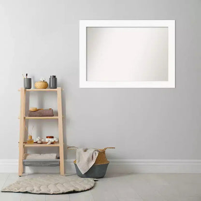 Specchio da parete per bagno da 42"x30" non smussato, bianco, moderno, con hardware di montaggio