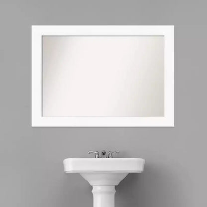Specchio da parete per bagno da 42"x30" non smussato, bianco, moderno, con hardware di montaggio
