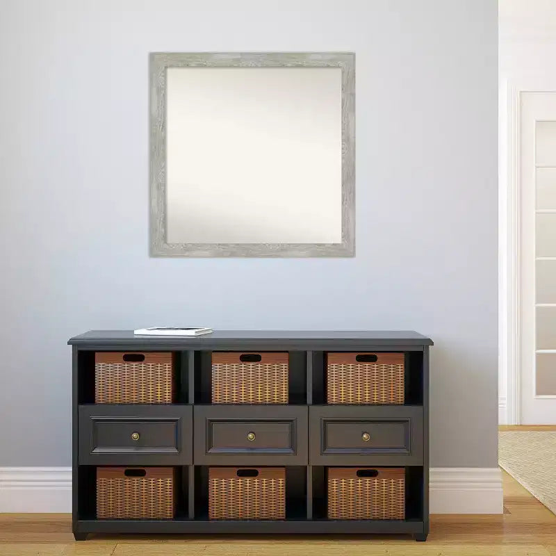 Specchio da parete stretto 30"x30" grigio tortora lavato senza smussature