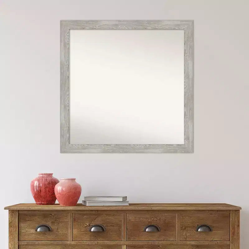 Specchio da parete stretto 30"x30" grigio tortora lavato senza smussature