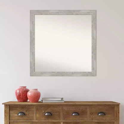Specchio da parete stretto 30"x30" grigio tortora lavato senza smussature