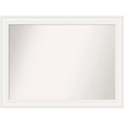 44" x 33" Non-Beveled Ridge White Wall Mirror - Amanti Art: Modern Rectangle, Includes Mounting Hardware