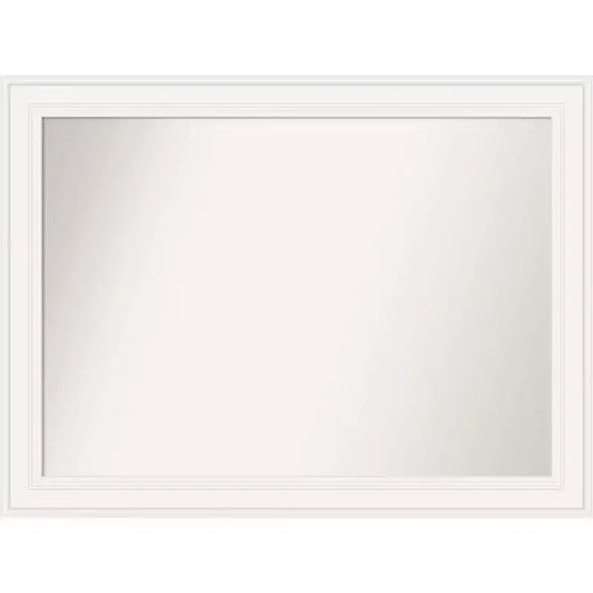 44" x 33" Non-Beveled Ridge White Wall Mirror - Amanti Art: Modern Rectangle, Includes Mounting Hardware