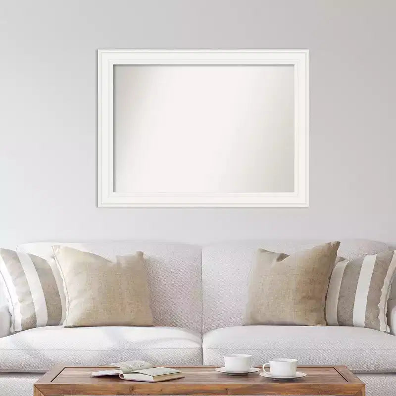 Specchio da parete rettangolare bianco non smussato da 44"x33" Ridge, moderno con accessori per il montaggio