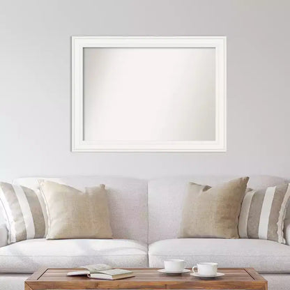 Specchio da parete rettangolare bianco non smussato da 44"x33" Ridge, moderno con accessori per il montaggio