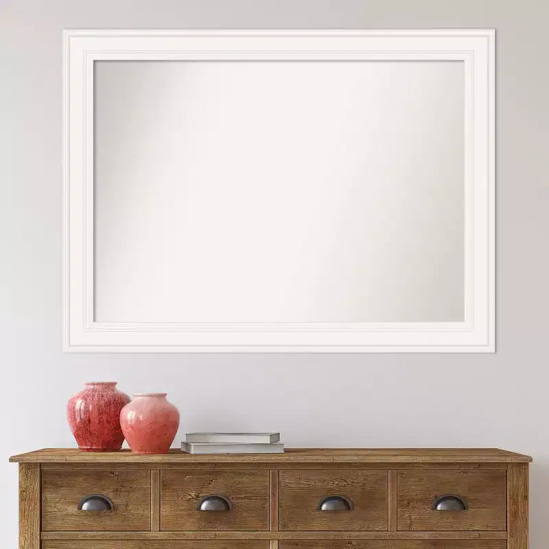 Specchio da parete rettangolare bianco non smussato da 44"x33" Ridge, moderno con accessori per il montaggio