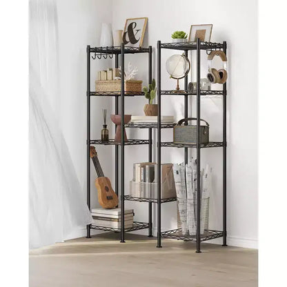 Scaffale da Bagno a 5 Ripiani con Rivestimenti in PP, Ganci Rimovibili e Design Estensibile