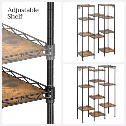 Scaffale da Bagno a 5 Ripiani con Rivestimenti in PP, Ganci Rimovibili e Design Estensibile