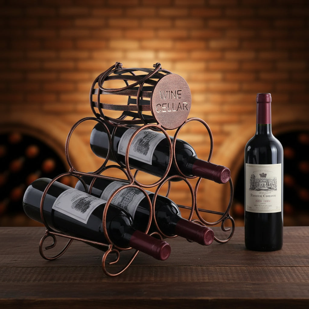 Portabottiglie da appoggio per vino da cucina e bar, rame spazzolato, nessun assemblaggio