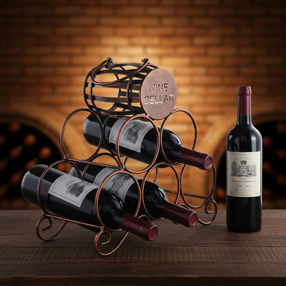 Portabottiglie da appoggio per vino da cucina e bar, rame spazzolato, nessun assemblaggio