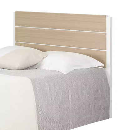 Testiera letto Monaco in stile minimalista, bianco e olmo chiaro