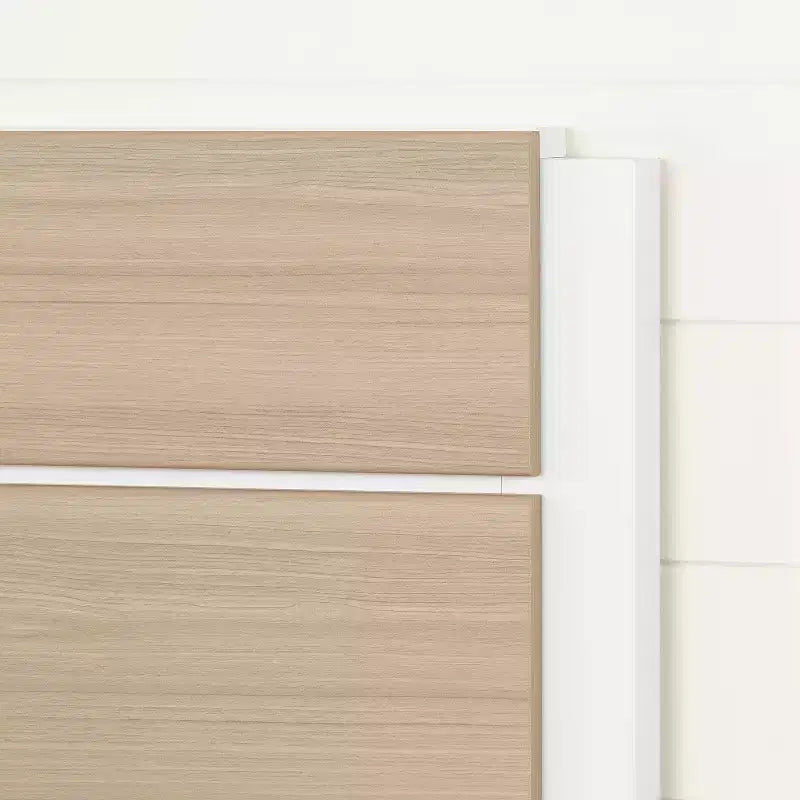 Testiera letto Monaco in stile minimalista, bianco e olmo chiaro