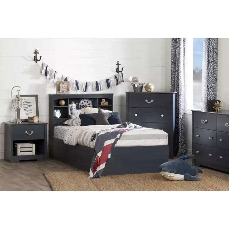 Twin Bookcase Headboard 39" with Storage