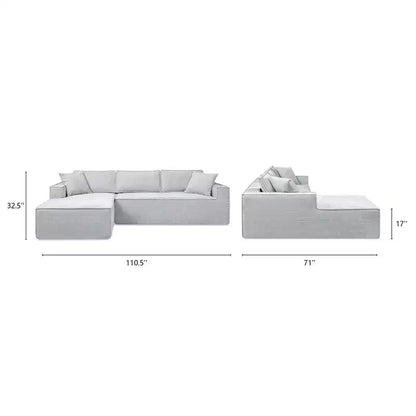 Brenley 110.5" LAF Sectional Sofa, Ash Gray Chenille