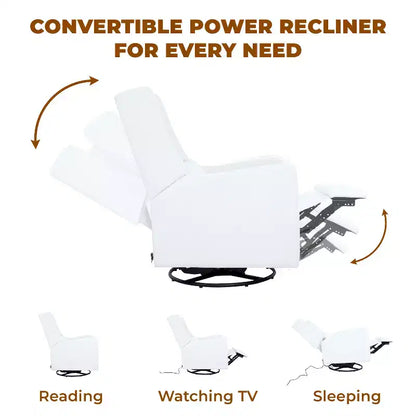Poltrona reclinabile di lusso con movimento elettrico, ricarica USB, girevole e supporto lombare per il comfort della cameretta