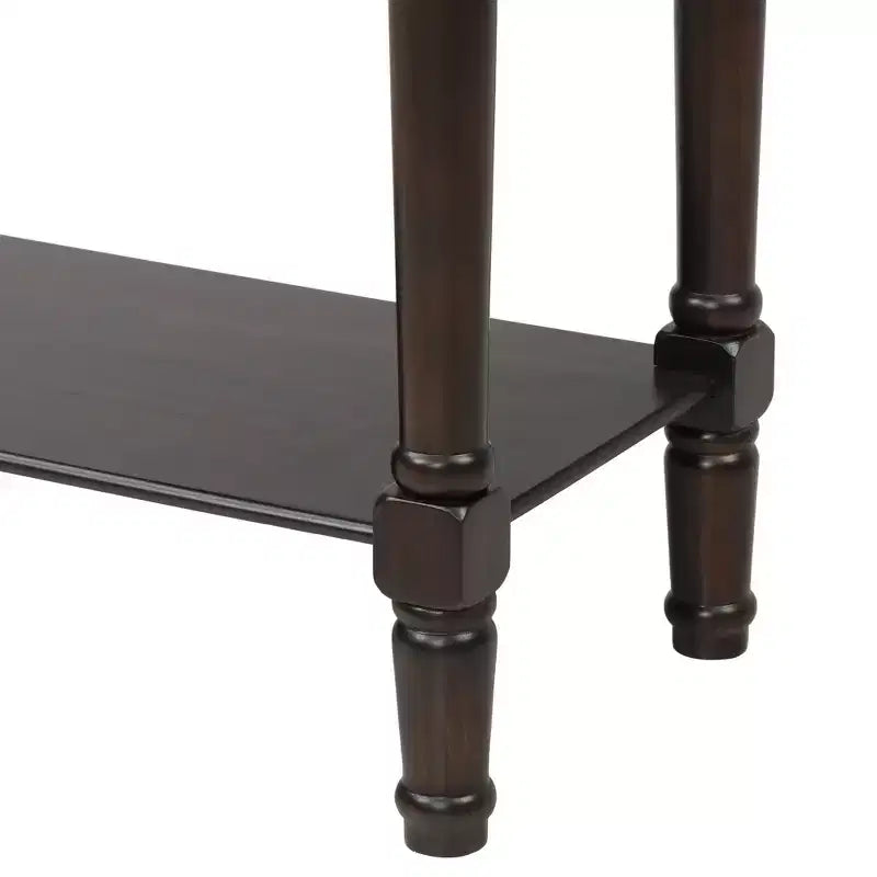 Tavolino Consolle Stretto Classico con 3 Cassetti Contenitori e Ripiano Inferiore, Legno di Pino, 23.7"L