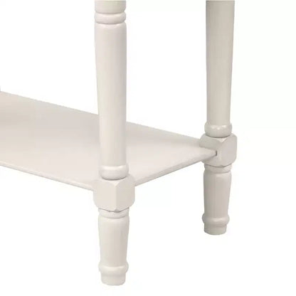 Tavolino Consolle Stretto Classico con 3 Cassetti Contenitori e Ripiano Inferiore, Legno di Pino, 23.7"L