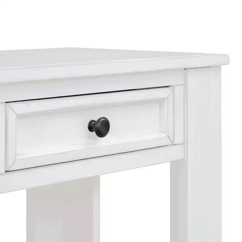 Rectangle Wood Console Table with 4 Storage Drawers and Bottom Shelf, 63"W