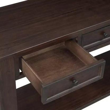 Rectangle Wood Console Table with 4 Storage Drawers and Bottom Shelf, 63"W