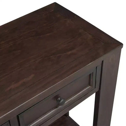 Rectangle Wood Console Table with 4 Storage Drawers and Bottom Shelf, 63"W